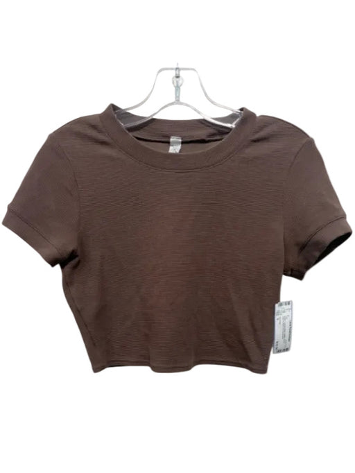 Alo Yoga Size S Brown Lyocell blend Waffle Short Sleeve Baby Tee Top Brown / S