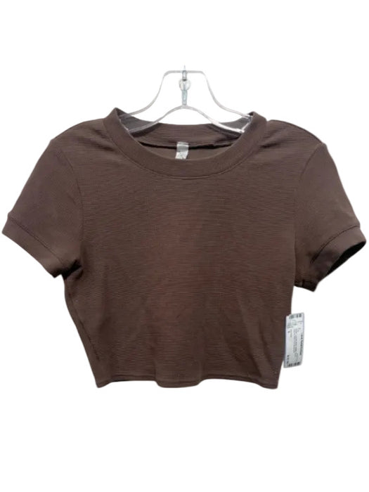Alo Yoga Size S Brown Lyocell blend Waffle Short Sleeve Baby Tee Top Brown / S