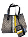 L.A.M.B. Taupe, Yellow, Black Coated Canvas Leather trim Chain Print Tote Bag Taupe, Yellow, Black / Medium