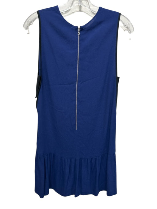 Sandro Size 1 Blue & Black Viscose Black Trim Sleeveless Back Zip Dress Blue & Black / 1