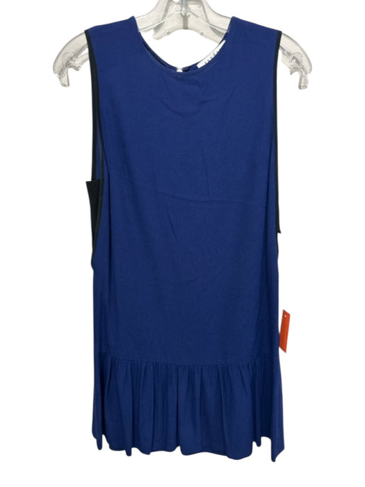 Sandro Size 1 Blue & Black Viscose Black Trim Sleeveless Back Zip Dress Blue & Black / 1