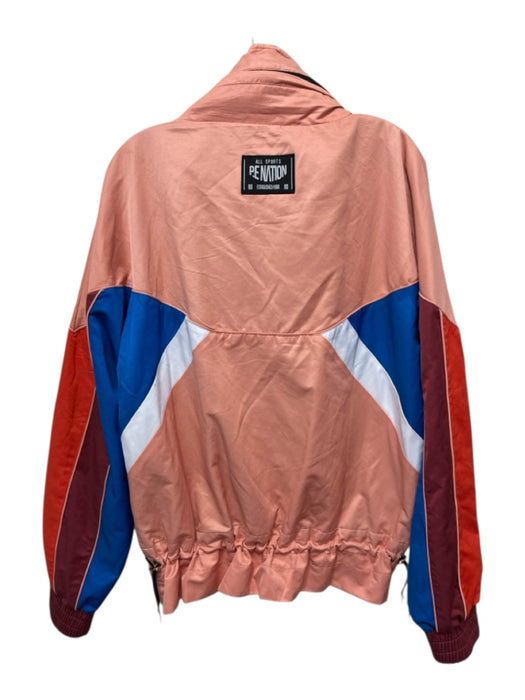 P.E Nation Size S Pink, Blue, Multi Cotton & Polyester Color Block Zip Up Jacket Pink, Blue, Multi / S