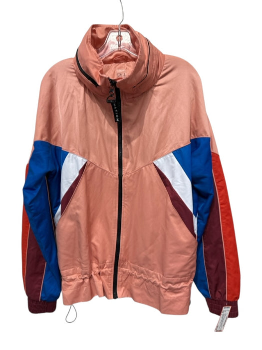 P.E Nation Size S Pink, Blue, Multi Cotton & Polyester Color Block Zip Up Jacket Pink, Blue, Multi / S