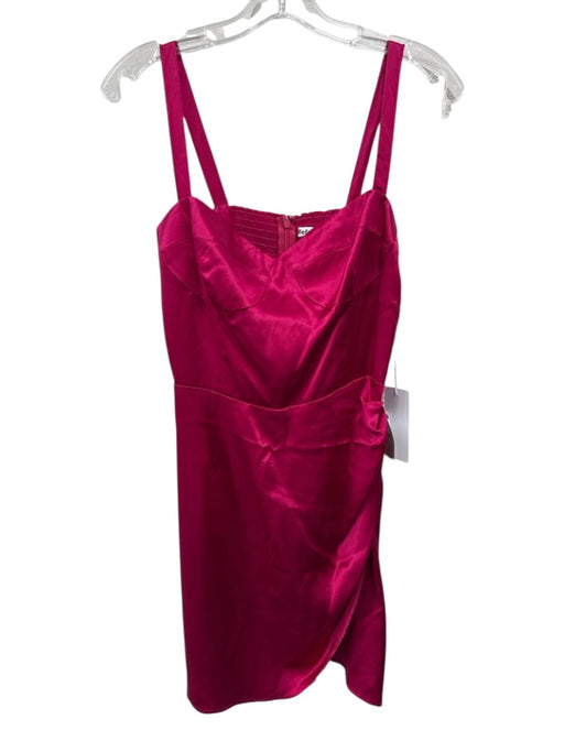 Reformation Size 4 Fuschia Pink Silk Surplice Sleeveless Back Zip Dress Fuschia Pink / 4