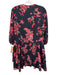 Alice + Olivia Size XS Black & Red Polyester Long Sleeve Split Neck Dress Black & Red / XS