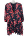 Alice + Olivia Size XS Black & Red Polyester Long Sleeve Split Neck Dress Black & Red / XS