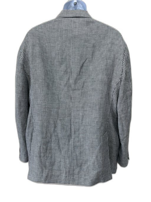 Brunello Cucinelli White & Gray Wool Blend Houndstooth 2 Button Men's Blazer White & Gray / 58