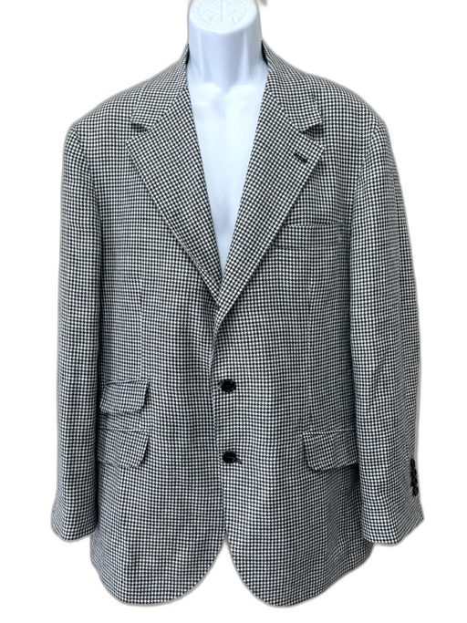 Brunello Cucinelli White & Gray Wool Blend Houndstooth 2 Button Men's Blazer White & Gray / 58