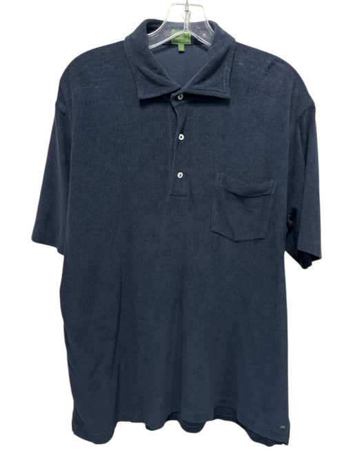 Sid Mashburn Size XL Blue Terry Solid Polo Men's Short Sleeve Blue / XL