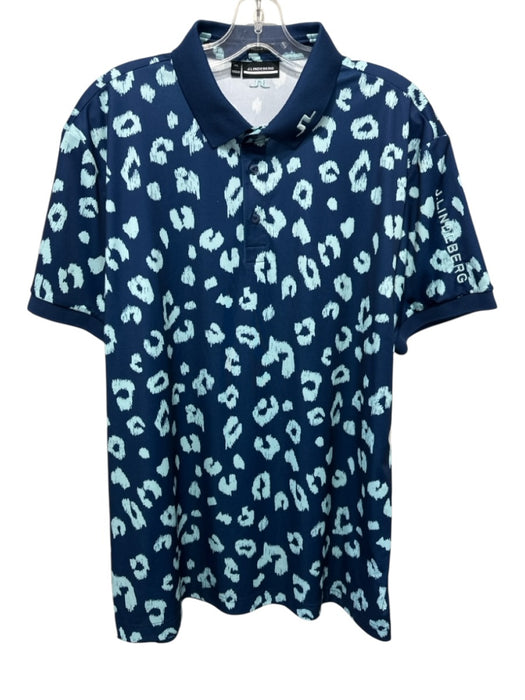 J Lindeberg Size XXL Blue & Light Blue Print Synthetic Abstract Short Sleeve Blue & Light Blue Print / XXL