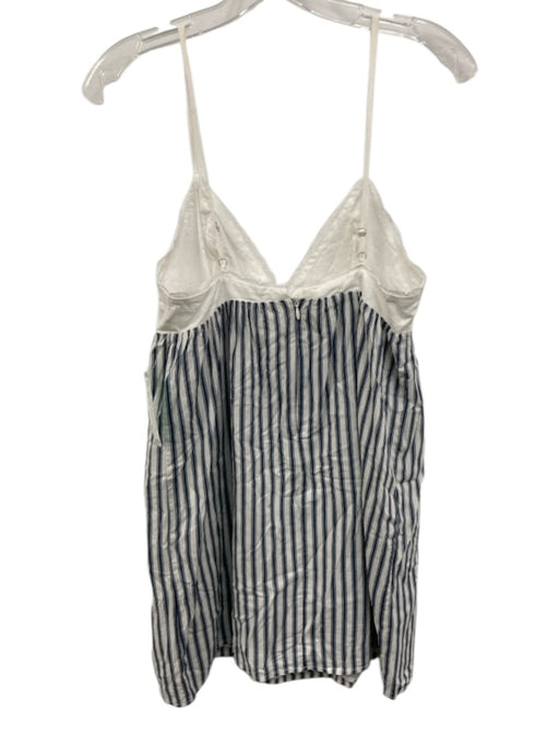 Reformation Size XS Blue & White Viscose & Cotton Lace Stripe V Neck Top Blue & White / XS