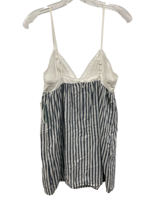 Reformation Size XS Blue & White Viscose & Cotton Lace Stripe V Neck Top Blue & White / XS