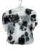 Amanda Uprichard Size P White & Black Polyester Velvet Detail Floral Print Top White & Black / P