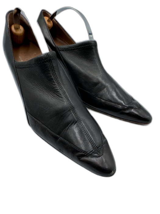 Gucci Shoe Size 8B Black Leather Pointed Toe Midi Heel Slip On Pumps Black / 8B