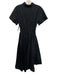 J Crew Size 0 Black Cotton Short Sleeve Elastic Waist Buttons Midi Dress Black / 0