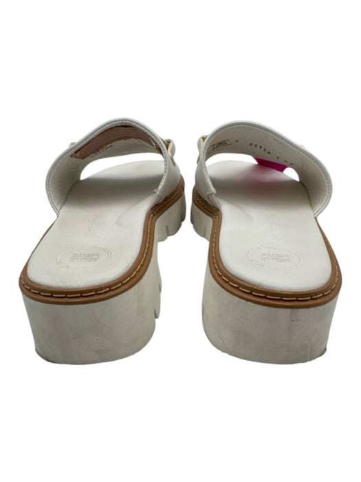 Paul Green Shoe Size 5 White & Brown Leather Slides Gold Hardware Sandals White & Brown / 5
