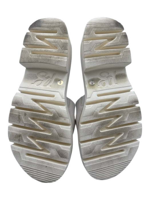 Paul Green Shoe Size 5 White & Brown Leather Slides Gold Hardware Sandals White & Brown / 5
