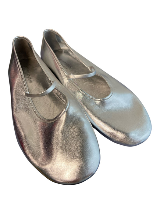 Jeffrey Campbell Shoe Size 8.5 Silver Leather Elastic Strap Round Toe Flat Shoes Silver / 8.5