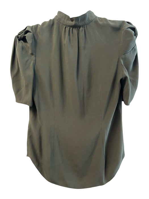 Frame Size S/P Dark Green Silk Half Sleeve Knot Detail Button Down Top Dark Green / S/P