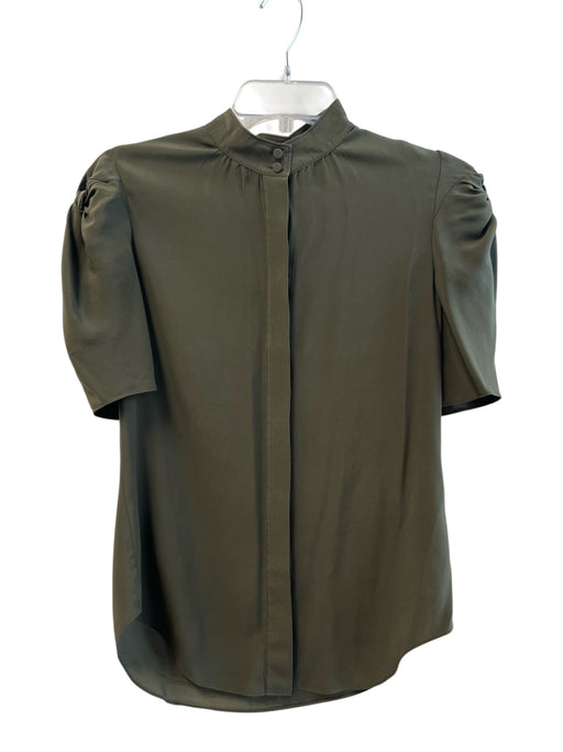 Frame Size S/P Dark Green Silk Half Sleeve Knot Detail Button Down Top Dark Green / S/P