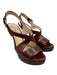 Prada Shoe Size 37.5 Brown Leather open toe Strappy Platform Slingback Pumps Brown / 37.5