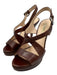 Prada Shoe Size 37.5 Brown Leather open toe Strappy Platform Slingback Pumps Brown / 37.5