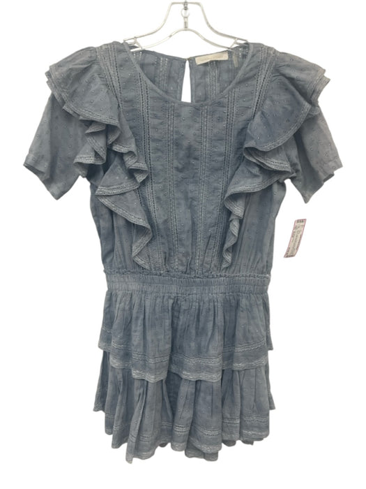 Love Shack Fancy Size Small Dusty Blue Cotton Short Ruffle Sleeve Dress Dusty Blue / Small