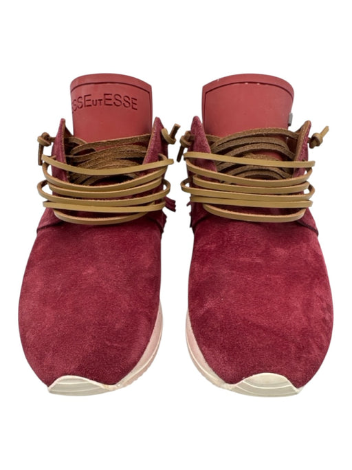 Esse Ut Esse Shoe Size 37 red, tan, white Suede Lace Up Fringe Sneakers red, tan, white / 37