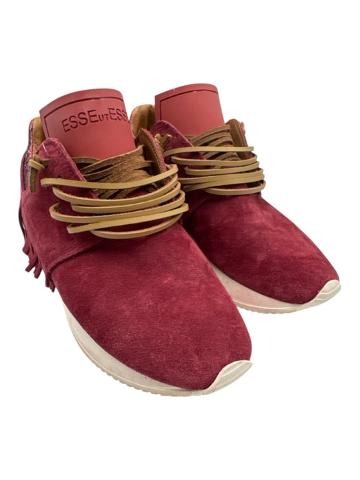 Esse Ut Esse Shoe Size 37 red, tan, white Suede Lace Up Fringe Sneakers red, tan, white / 37