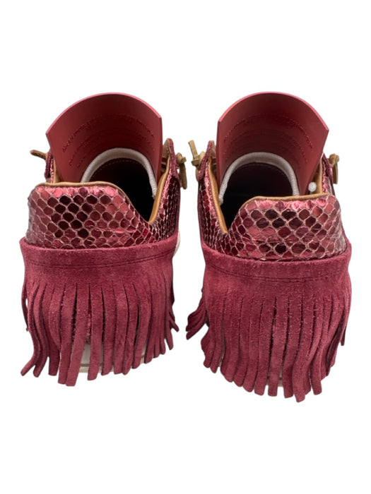 Esse Ut Esse Shoe Size 37 red, tan, white Suede Lace Up Fringe Sneakers red, tan, white / 37