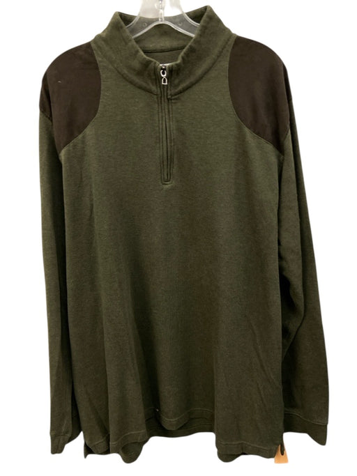 Sharp Lad Size XXL Green & Brown Cotton Solid Quarter Zip Men's Jacket Green & Brown / XXL