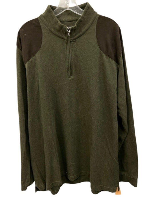 Sharp Lad Size XXL Green & Brown Cotton Solid Quarter Zip Men's Jacket Green & Brown / XXL
