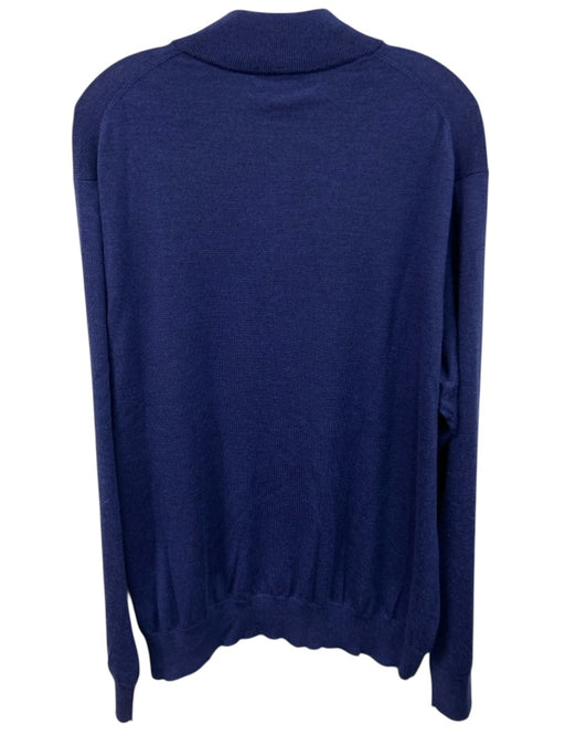 Peter Millar Size XXL Blue Wool Solid Quarter Zip Men's Sweater Blue / XXL