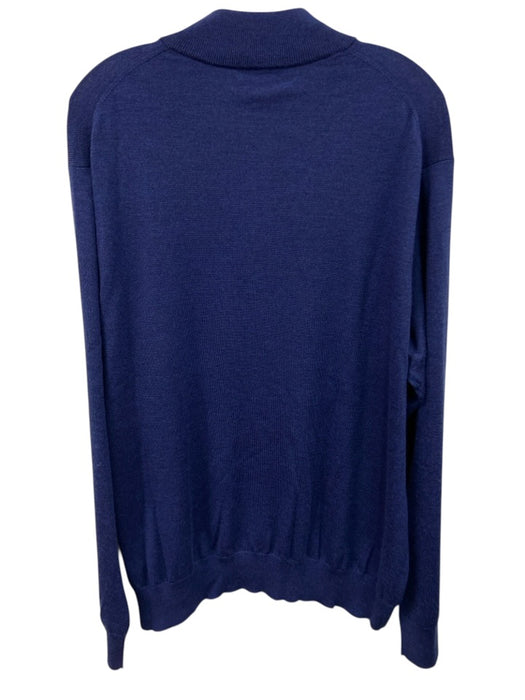 Peter Millar Size XXL Blue Wool Solid Quarter Zip Men's Sweater Blue / XXL