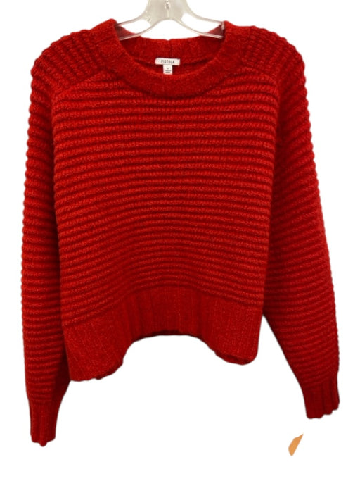 Pistola Size S Red Acrylic & Wool Blend Ribbed Chunky Crew Neck Knit Sweater Red / S
