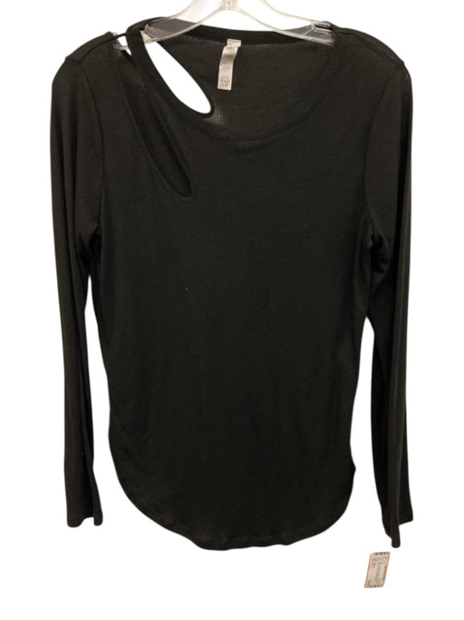 Alo Yoga Size S Black Polyester & Rayon Long Sleeve Ribbed Cut Out Detail Top Black / S