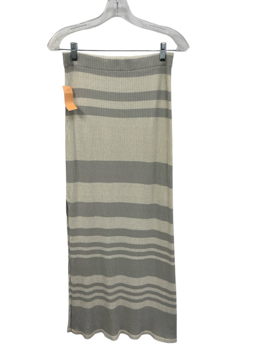 Splendid Size S Gray & White Viscose Blend Rib Knit Metallic Thread Skirt Set Gray & White / S