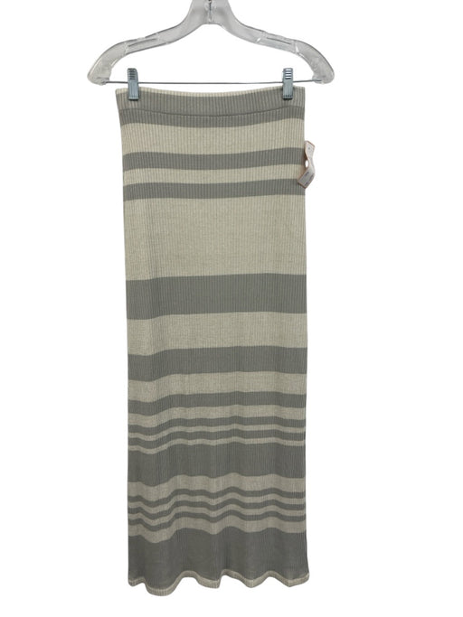 Splendid Size S Gray & White Viscose Blend Rib Knit Metallic Thread Skirt Set Gray & White / S