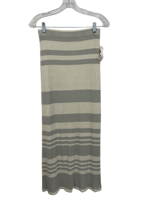 Splendid Size S Gray & White Viscose Blend Rib Knit Metallic Thread Skirt Set Gray & White / S