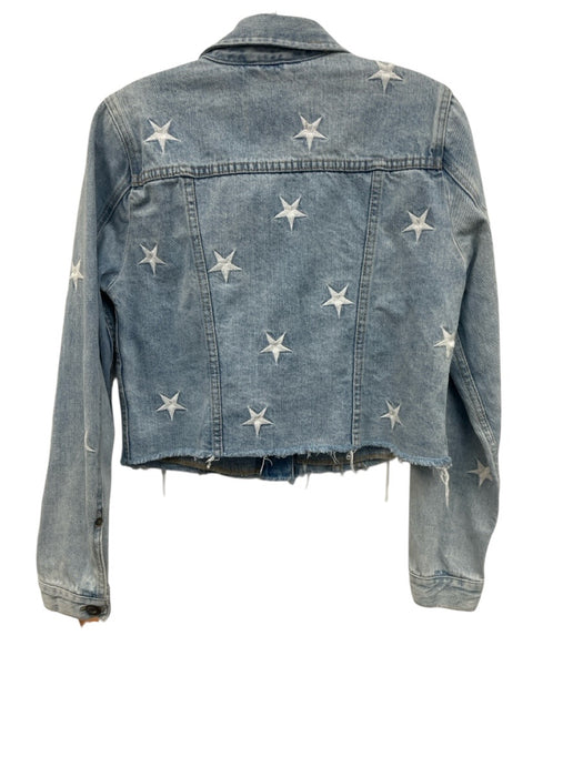 Pistola Size S Light blue & white Cotton Denim Embroidered Stars Cropped Jacket Light blue & white / S