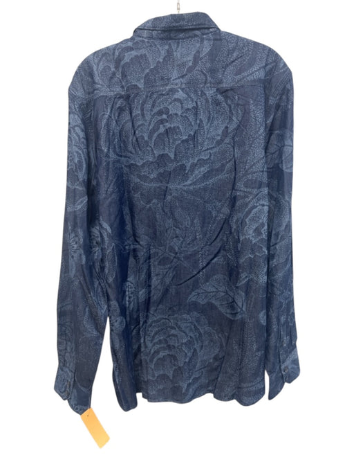 Robert Graham Size XL Blue Cotton Blend Floral Button Up Men's Long Sleeve Shirt Blue / XL