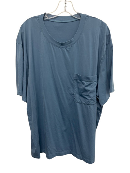 Lululemon Size Est XL Blue Synthetic Solid T shirt front pocket Short Sleeve Blue / Est XL