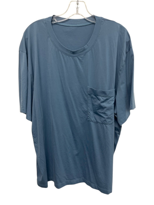 Lululemon Size Est XL Blue Synthetic Solid T shirt front pocket Short Sleeve Blue / Est XL
