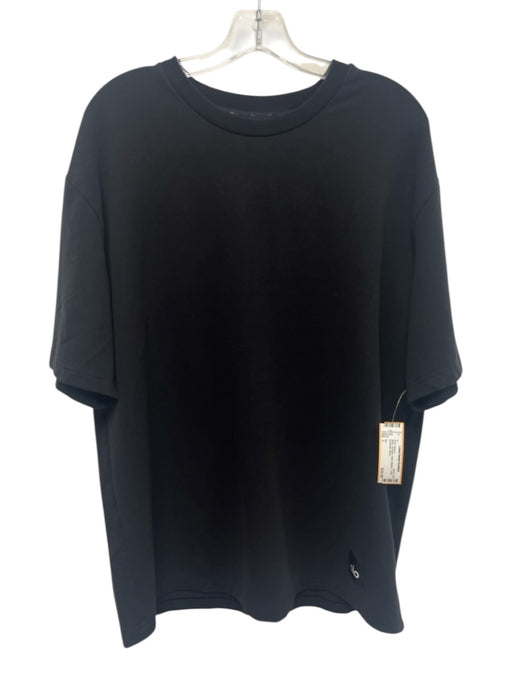 Alo Size L Black Synthetic Solid Athletic T Shirt Men's Short Sleeve Black / L