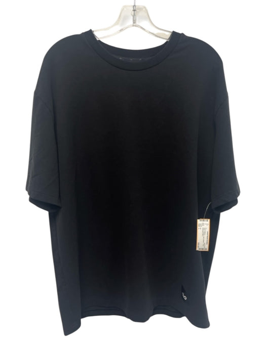 Alo Size L Black Synthetic Solid Athletic T Shirt Men's Short Sleeve Black / L