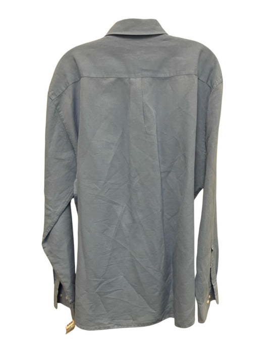 Peter Millar Size XL Blue Cotton Solid Button Up front pocket Long Sleeve Shirt Blue / XL