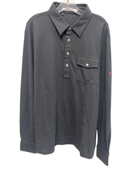 Criquet Size XL Gray Cotton Solid Polo Men's Long Sleeve Shirt Gray / XL