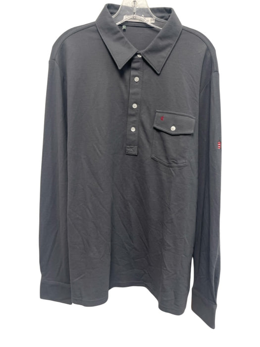 Criquet Size XL Gray Cotton Solid Polo Men's Long Sleeve Shirt Gray / XL