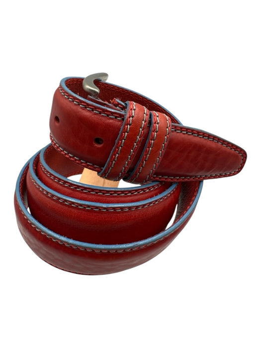 No Brand Made in Italy Red Leather Solid Men's Belt Red