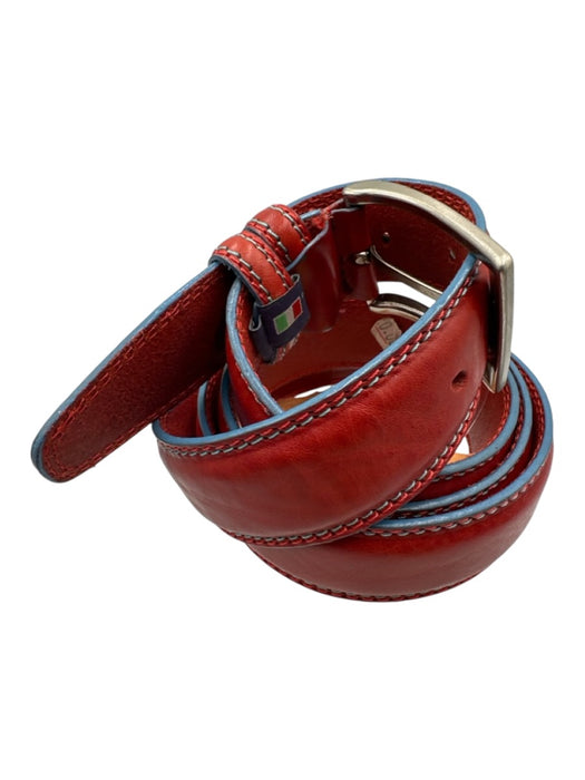 No Brand Made in Italy Red Leather Solid Men's Belt Red
